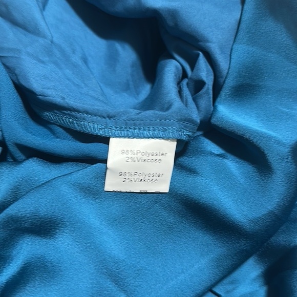 GRACE KARIN NWT Halter Kapin Blouse Satin Fabric Blue Color Size 2XL - Picture 6 of 7